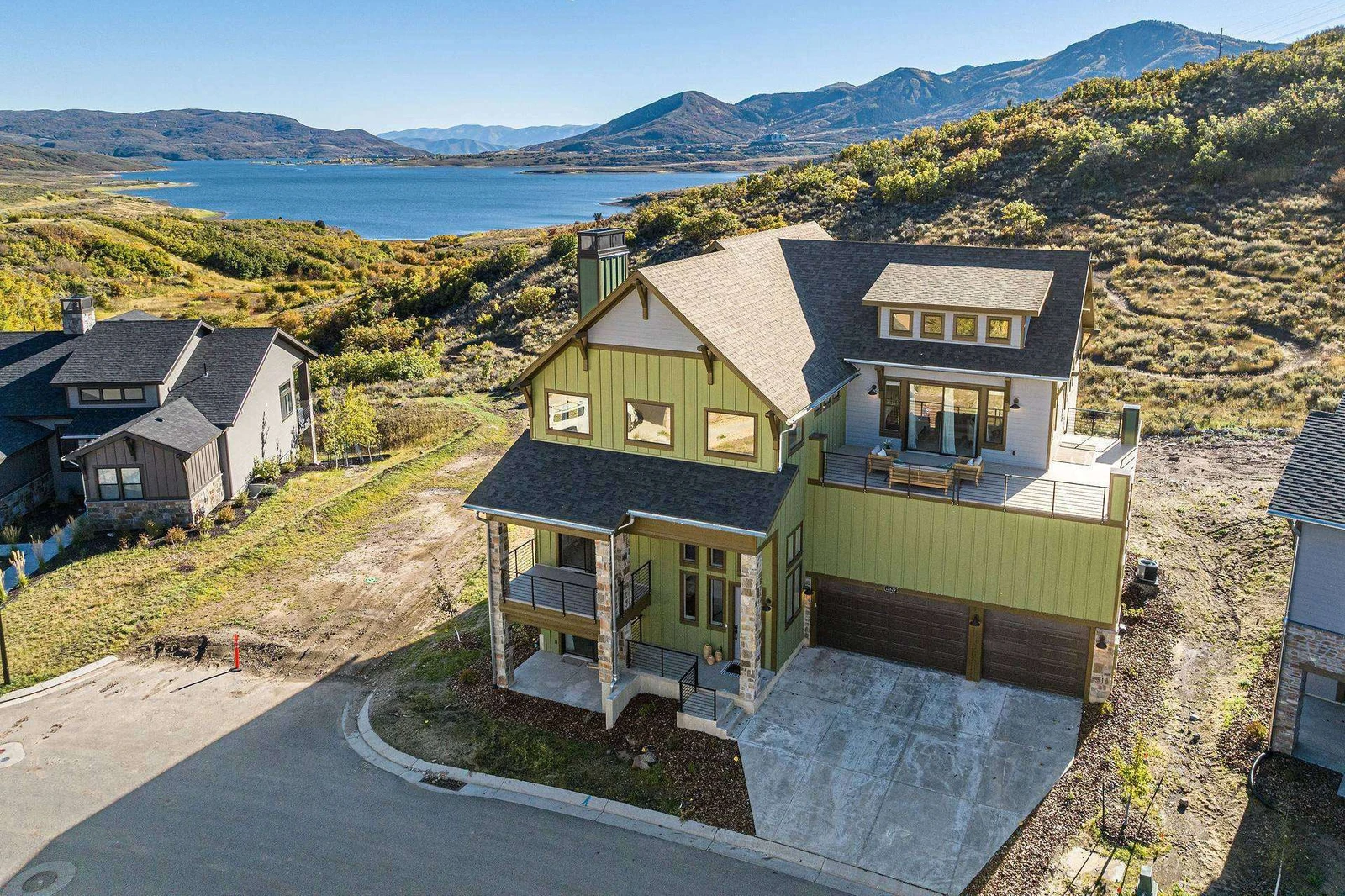 The home has an attached 2 car garage for guests and a driveway that can fit up to 3 additional cars.