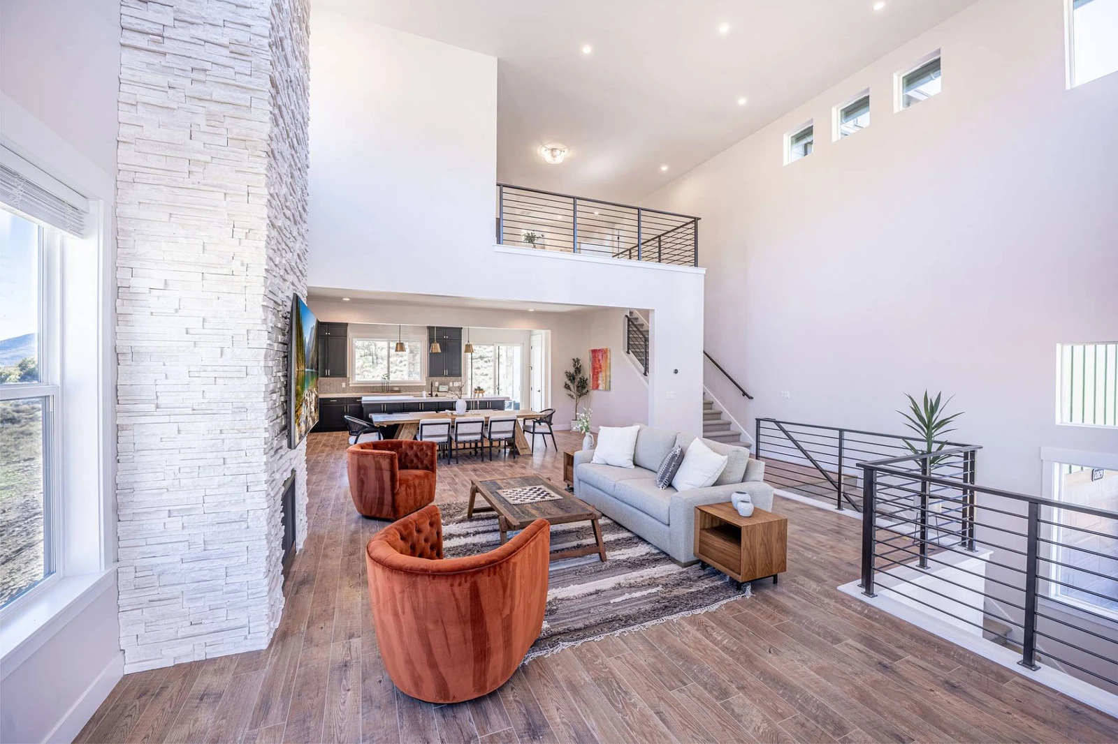 The main floor of the home is open and flows easily from the living room to the kitchen giving a great entertainment space