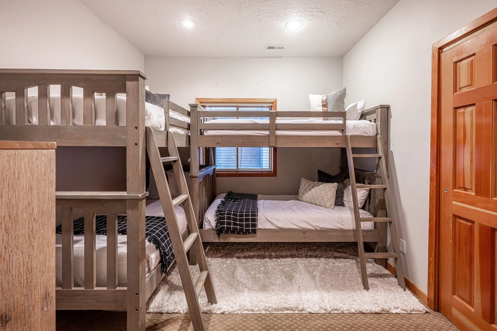 Custom bunk room with two built-in bunk beds in a large Deer Valley area vacation rental, designed for kids and multigenerational family group stays near Park City and Deer Valley East Village.