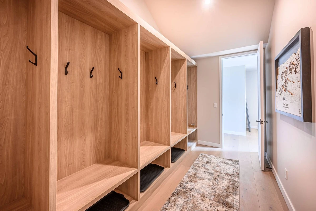 Custom ski room with lockers and gear storage near Deer Valley East Village