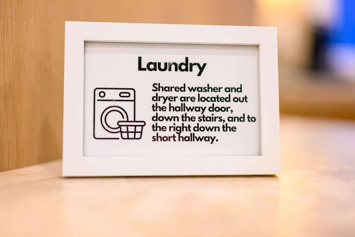Shared washer and dryer on property for guest use.