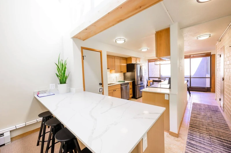 Kitchen with breakfast bar. Fully stocked and recently updated Park City vacation condo