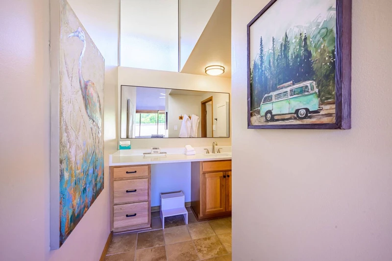 Bathroom with separate vanity area