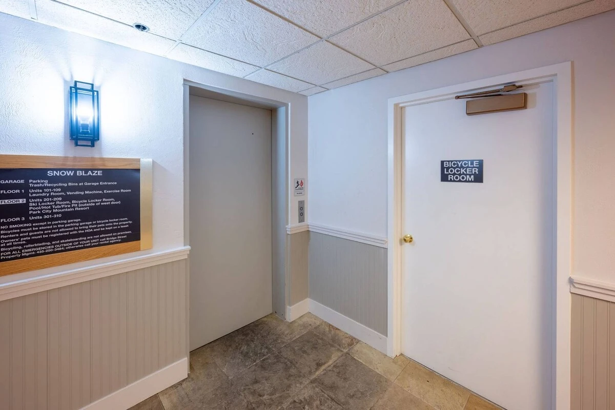Snow Blaze Condos Park City Bicycle Locker Room and Elevator