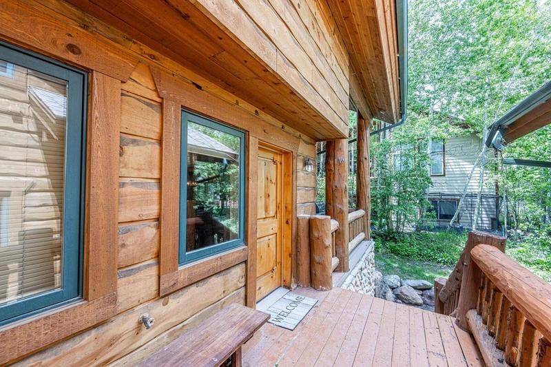 The welcoming entrance to the home has an electronic lock providing keyless entry to the home