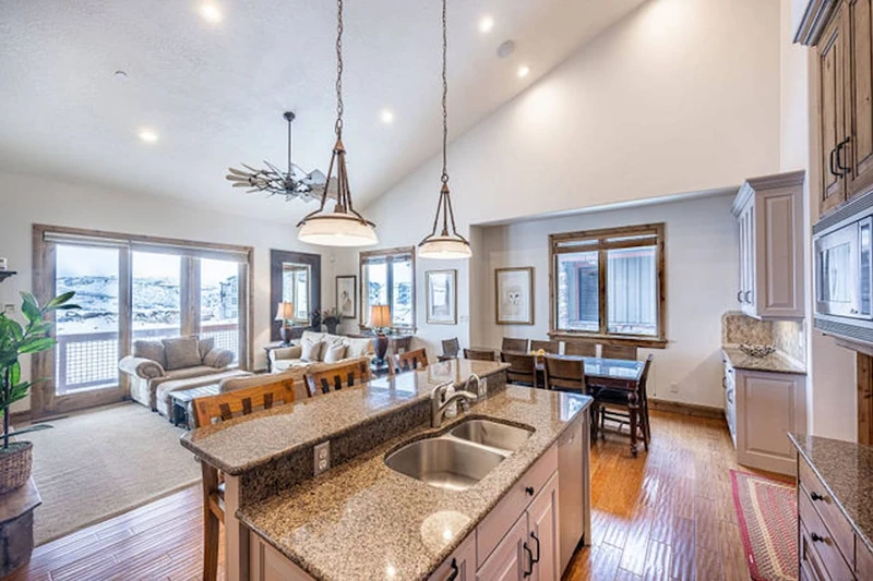The open floor plan is perfect for gathering - the living, dining and kitchen flow seamlessly and are perfect for family gatherings.