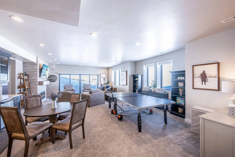 Game room with ping pong in a family-friendly Park City home near Deer Valley East Village