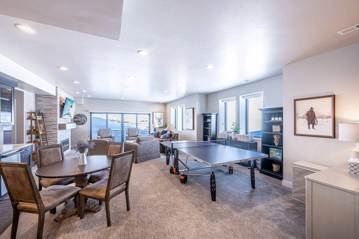 Game room with ping pong in a family-friendly Park City home near Deer Valley East Village