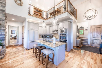 Enjoy a cup of coffee in this granite top breakfast nook