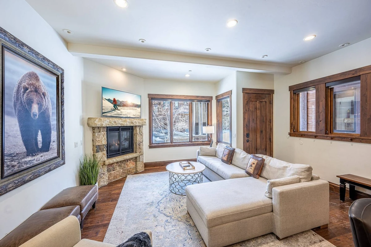 Rest up on this oversized couch after a long day out enjoying Park City.