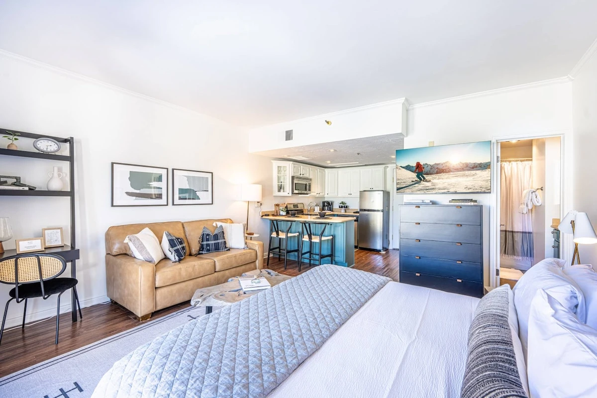 Your king bed welcomes you to your home