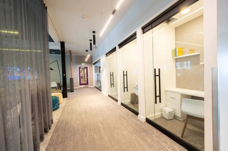 YotelPAD boasts so many amenities including these multifunctional private work spaces located on the 1st floor of the resort