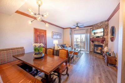 Formal Dining Area with a Hardwood Table
