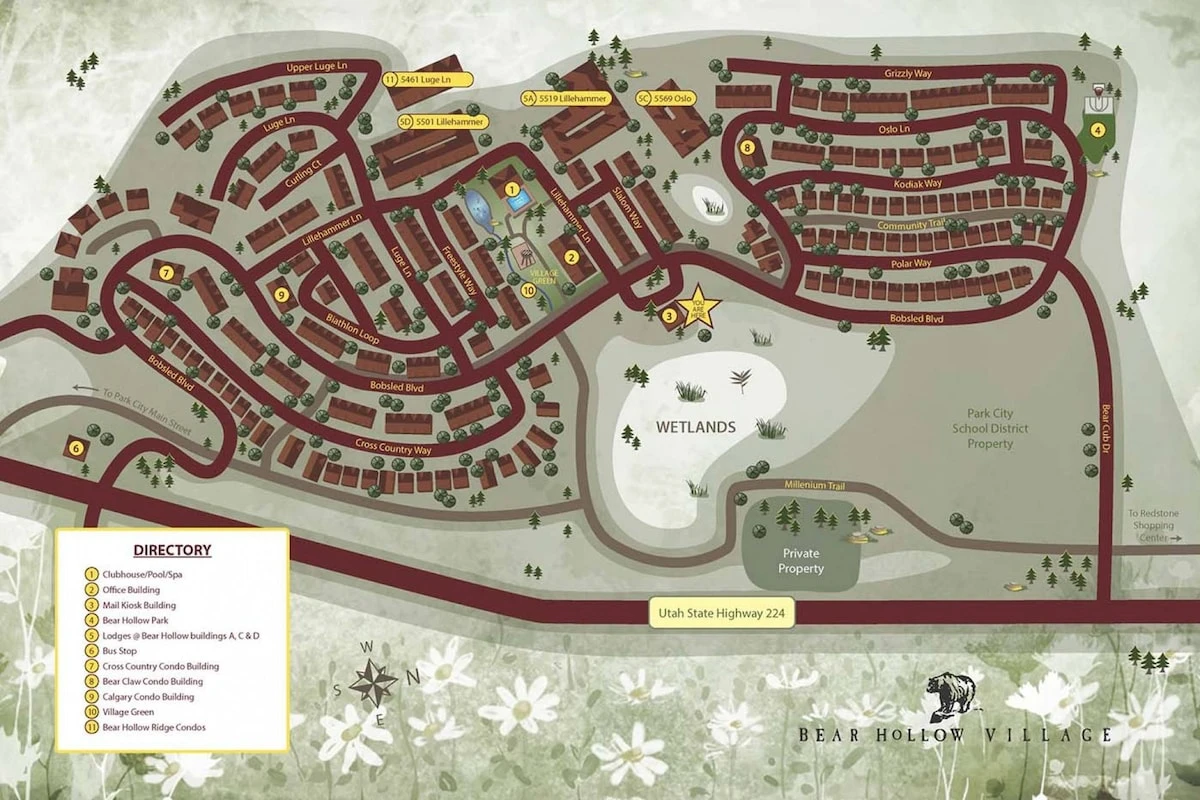 Map of the Bear Hollow Village