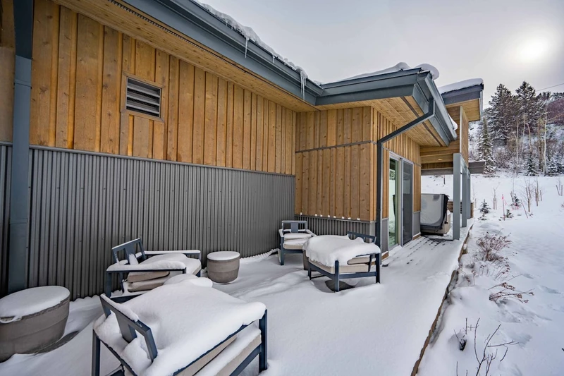 Tranquil private deck with seating and private hot tub