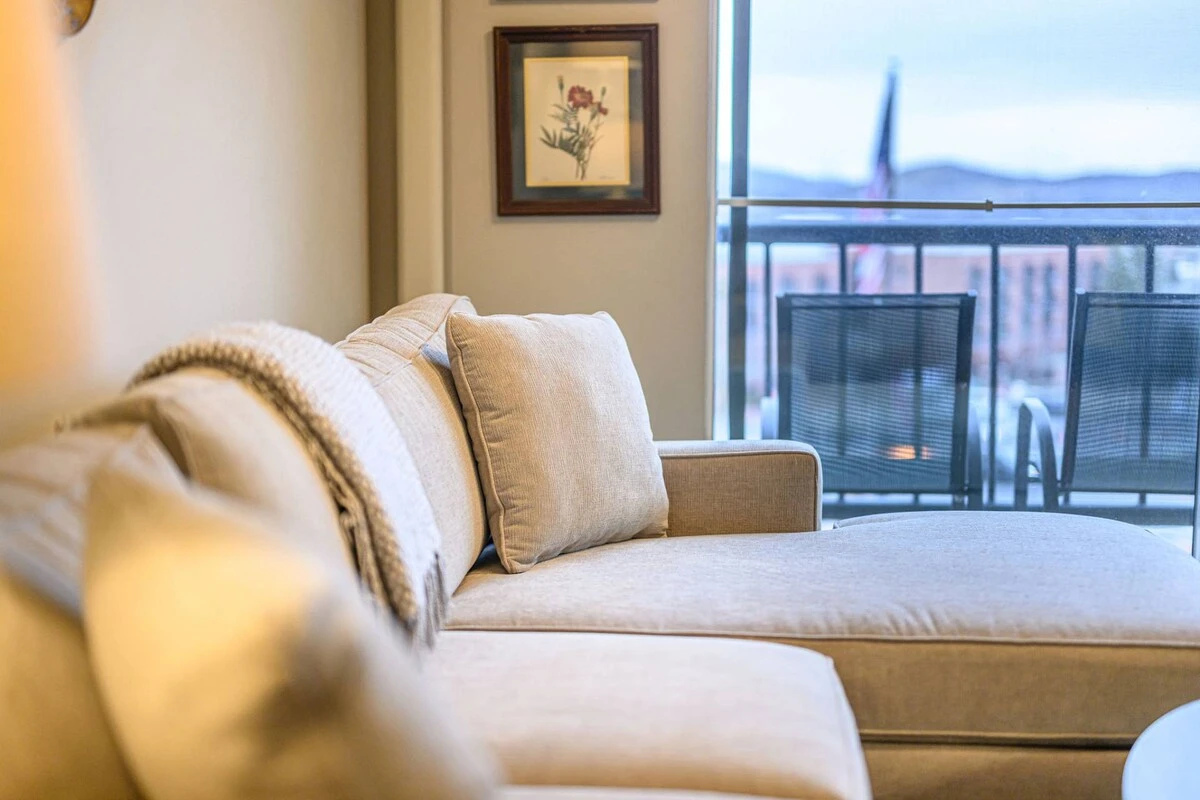 Brand new l-shaped sofa in the living room with views