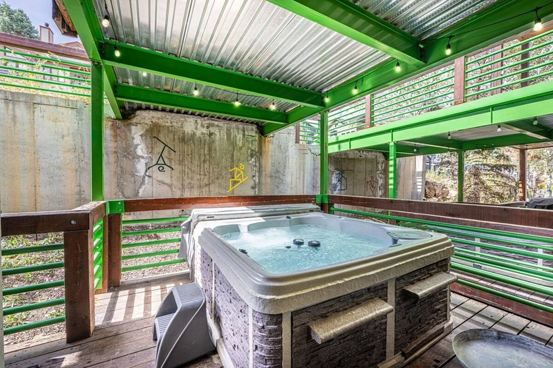 Private hot tub for up to 6 guests — perfect for relaxing after skiing or exploring town