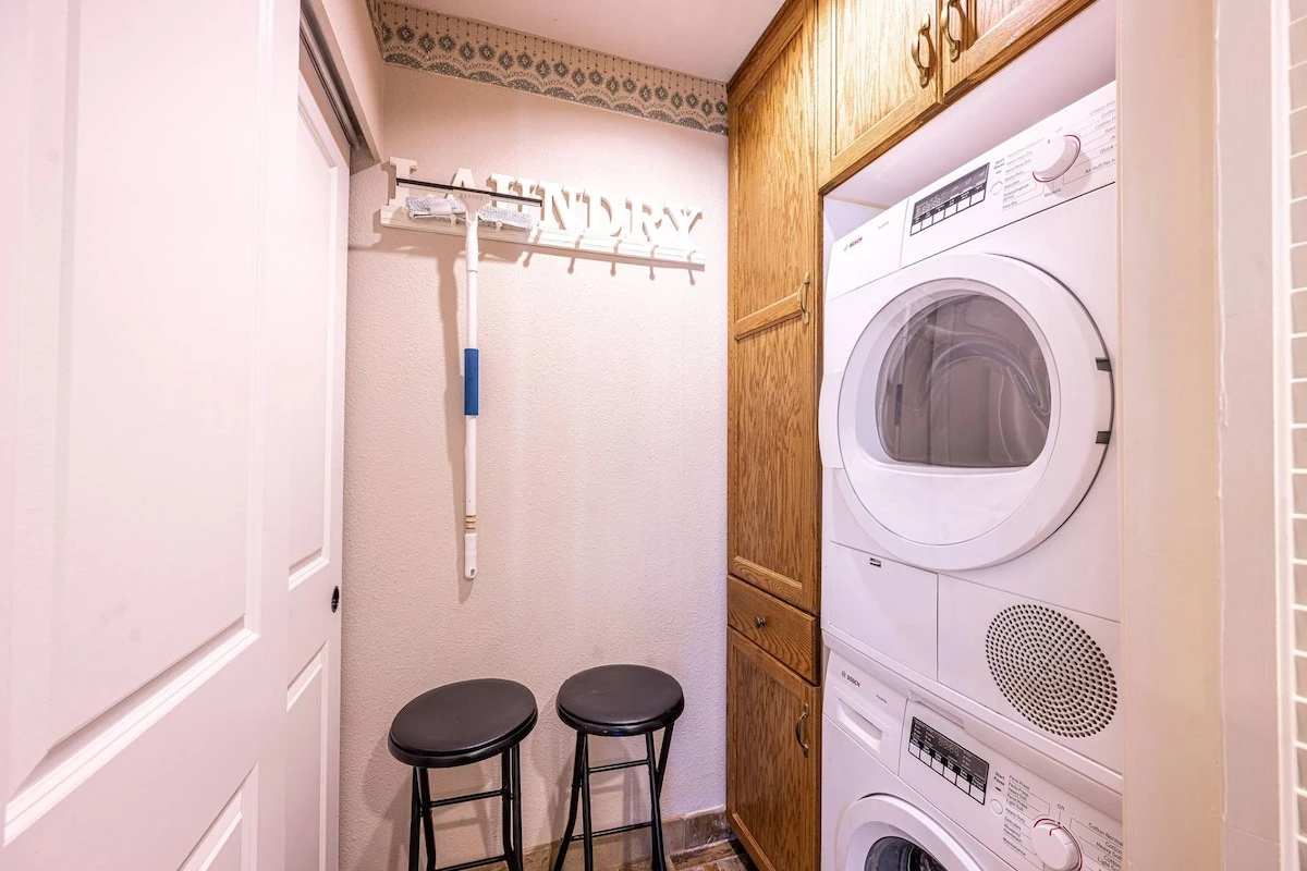 The private laundry is perfect for longer stays - It is equipped with a full size washer and dryer!