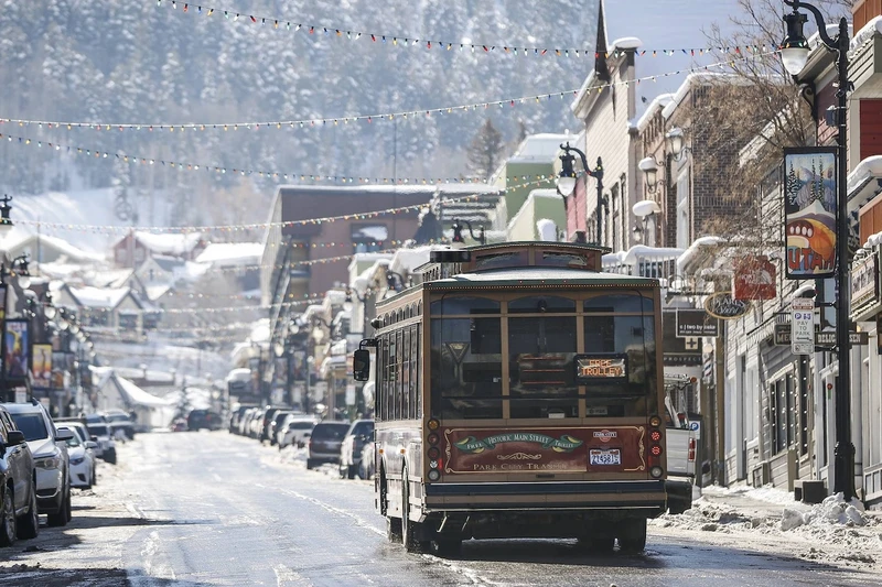 Main Street Park City Utah in Snow