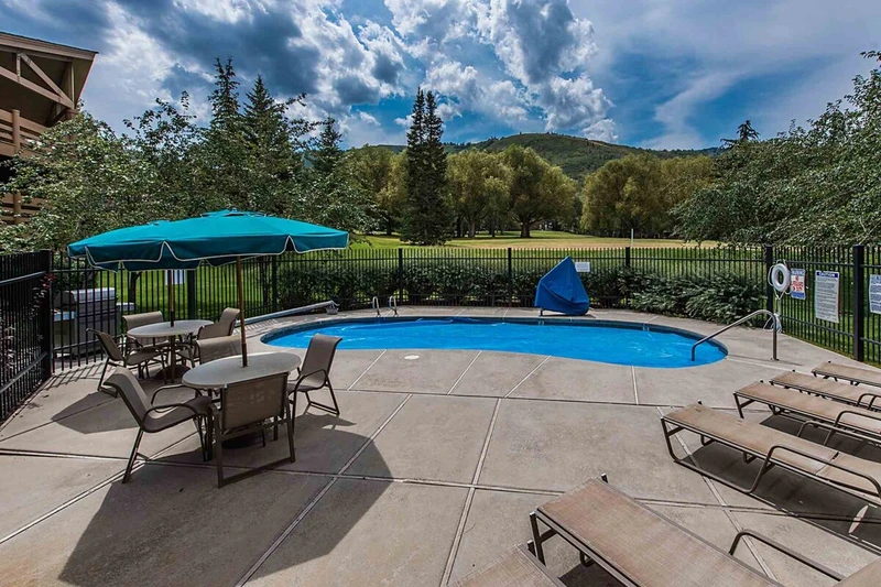 Right outside your front door! The perfect pool view - this is a heated therapy pool that is great to relax and warm up after a busy day on the mounta